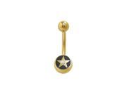 14k Gold Plated Star Belly Ring with Clear Jewel