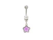 Dangler Pastel Purple Flower Belly Button Ring