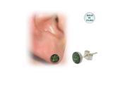 Sterling Silver Green Glitter Design Ear Studs
