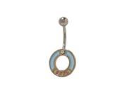 Blue Pastel Design Belly Button Ring