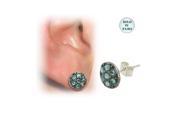 Sterling Silver Ear Studs with Light Blue Gems