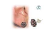 Sterling Silver Ear Studs with Pink Gems