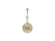 Pastel Flower Dangler Belly Button Ring Multi Color