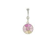 Pastel Flower Dangler Belly Button Ring Pink