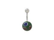 Painted Glass Ball Belly Button Ring
