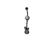 Dangling Guitar Belly Button Ring with Cz Jewels