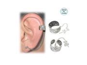 Flower Design Sterling Silver Ear Cuffs with Chain