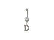 D Initial Dangler Belly Button Ring with Clear Jewels