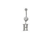 Initial H Dangler Belly Button Ring with Clear Jewels