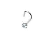Surgical Steel Nose Screw with Prong Set Clear CZ Jewel