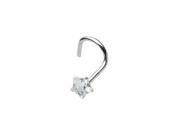 Surgical Steel Nose Screw with Clear 3mm Prong Set Gem Star 18 Gauge