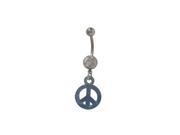Dangling Blue UV Acrylic Peace Sign Belly Ring