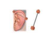 Surgical Steel Industrial Barbell with Orange Acrylic Dice 14 Gauge 1 1 2