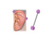 Surgical Steel Industrial Barbell with Pink Acrylic Dice 14 Gauge 1 1 2