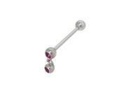 Barbell Tongue Ring with Dangle Double Jewel Bead