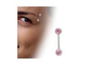 Straight Barbell Eyebrow Ring with Purple Jewels