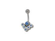 Sterling Silver Vintage Belly Ring with Dark Blue Cz Jewels