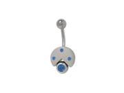 Sterling Silver Classic Dark Blue Jeweled Belly Button Ring