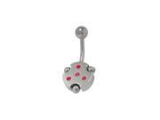Sterling Silver Shield Design Belly Ring with Red Cz Jewels