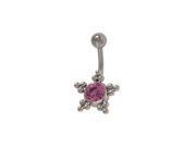 Star Belly Button Ring with Purple Jewel
