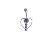 Heart Belly Button Ring with Blue Jewels