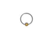 Surgical Steel Captive Bead Ring with Smiley Face Logo Bead 14g 1 2 Inch