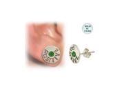 Sterling Silver Stud Earrings with the word Positive and Green Jewel