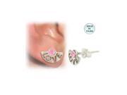 Ear Studs with the word Love and Pink Jewel