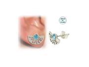 Sterling Silver Stud Earrings with the word Pure and Light Blue Jewel