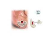 Sterling Silver Stud Earrings with the word Dream and Red Jewel