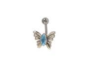 Butterfly Belly Button Ring with Blue Jewel