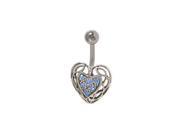 Antique Heart Belly Button Ring with Blue Jewels