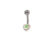 Heart Belly Button Ring with Green Jewel