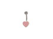 Heart Belly Button Ring with Pink Jewels