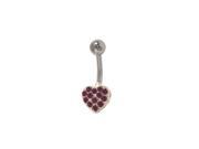 Heart Belly Button Ring with Purple Jewels
