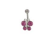 Butterfly Belly Button Ring with Purple Cz Jewels