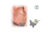 Sterling Silver Butterfly Ear Studs with Cz Jewels