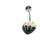 Acrylic Black White Hand Painted Heart Belly Ring