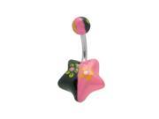Acrylic Hand Painted Black Pink Star Belly Ring