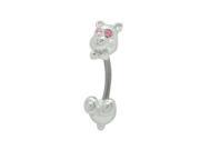 Teddy Bear Belly Ring with Pink Cz Gems