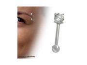 Straight Barbell Eyebrow Ring with Cz Gem