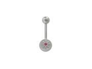 Star Design Belly Button Ring with Purple Cz Gem