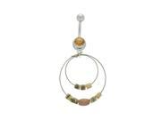 Dangle Wire Hoops Beads Belly Button Ring