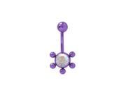 Purple Color Solid Titanium Belly Ring with Opal Cz Jewel