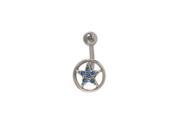Star Circle Belly Button Ring with Dark Blue Cz Jewels