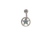 Star Circle Belly Button Ring with Light Blue Cz Jewels