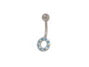 Circle Belly Ring with Light Blue Cz Jewels