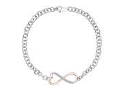 Infinity Diamond Tennis Heart Bracelet in Two Tone Sterling Silver 1 20 cttw