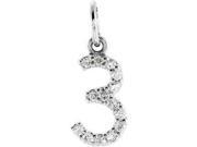 14K White Gold 1 20 ct. Diamond Numeric No 3 Charm