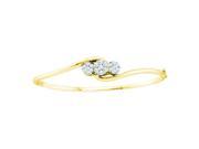 14K Yellow Gold 1 ct. Diamond Floral Bangle Bracelet